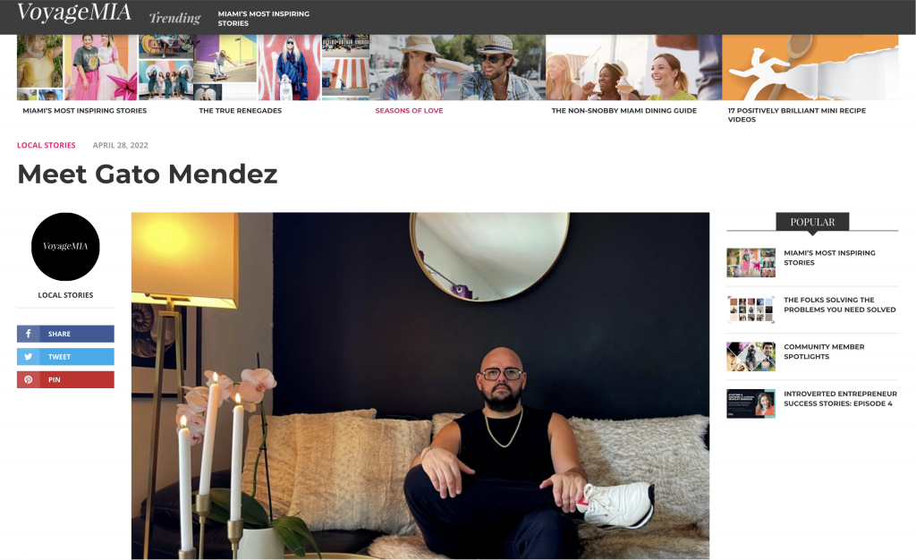 Gato Mendez featured at VoyageMIA